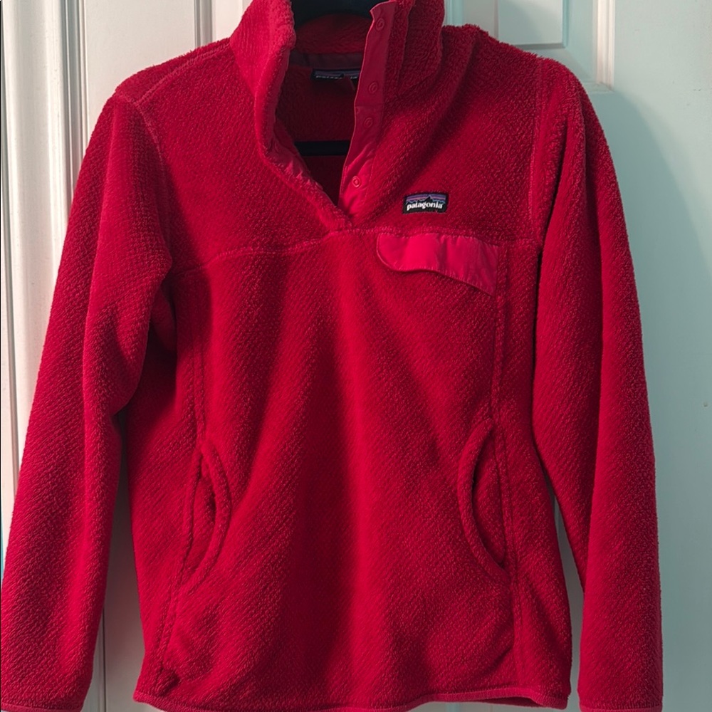 Patagonia Red Sherpa Jacket Sporty Half-Button
